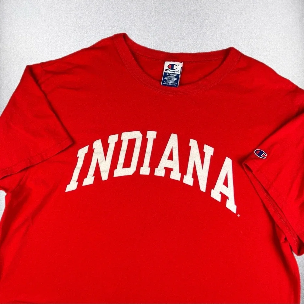 Champion Indiana University T Shirt Mens XL Red Hoosiers NCAA Collegiate Arched - Picture 2 of 6